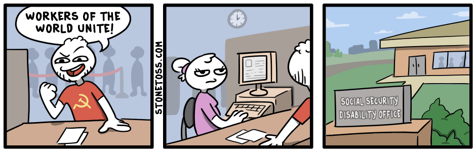 communist collecting disability comic