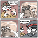 comic about shadowbanning and soviet purges