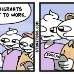 Comic about immigrants displacing American labor.