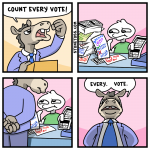 Cartoon about election fraud.