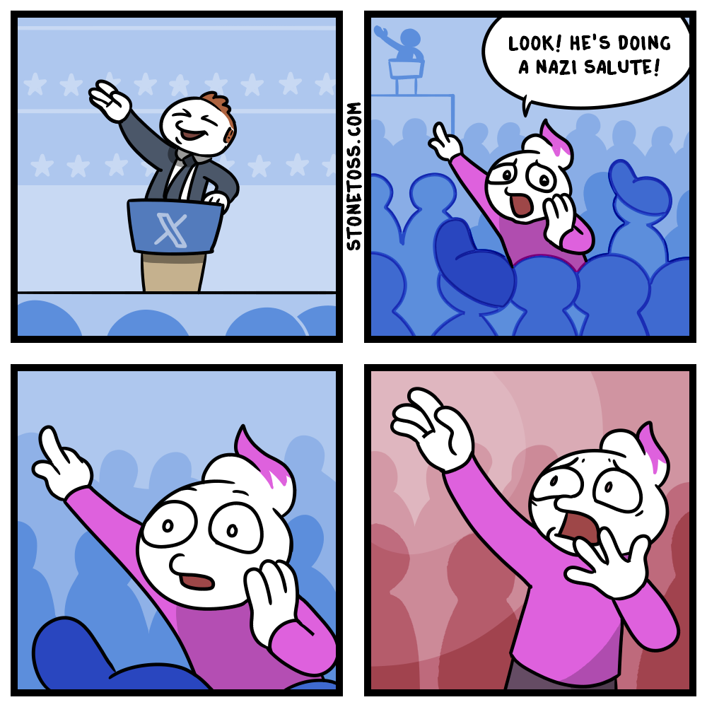 stonetoss comic about Elon's salute