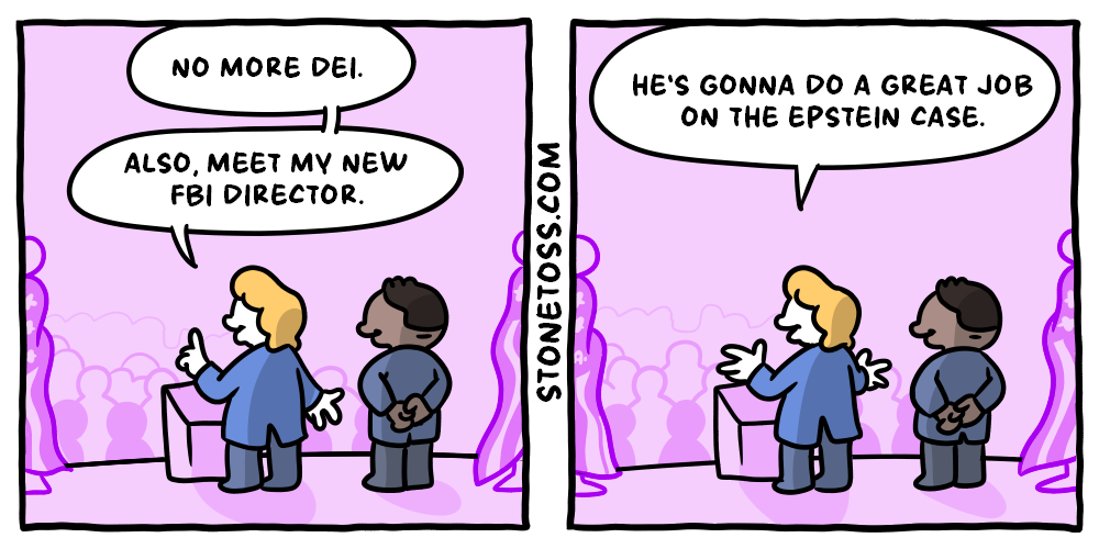 stonetoss comic about Kash Patel, Trump, and Epstein