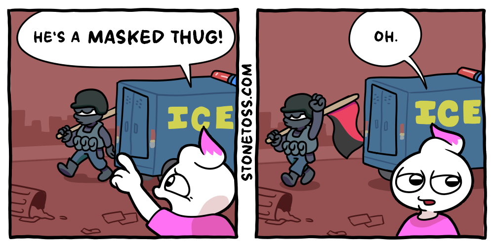 stonetoss comic about ICE, masks, and Antifa
