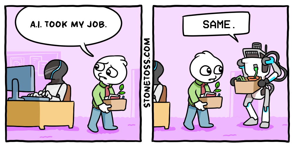 stonetoss comic about AI replacing AI
