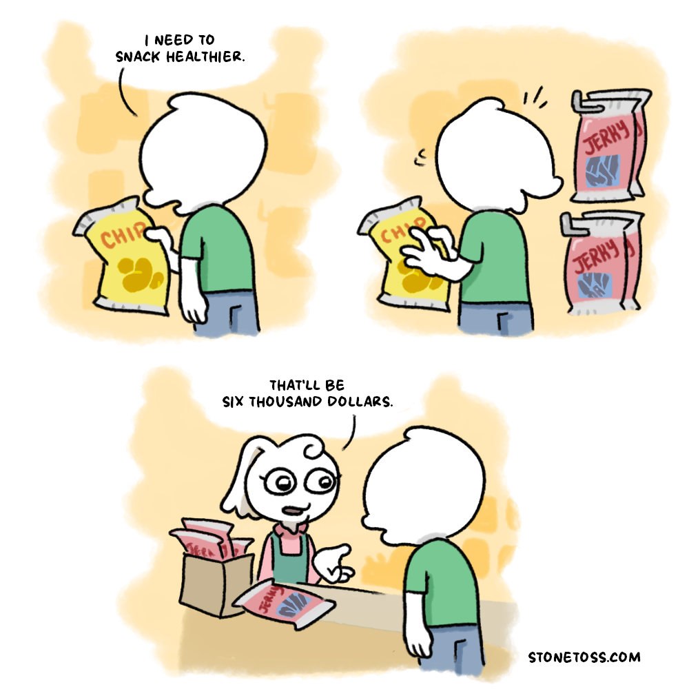 stonetoss comic about beef jerky prices