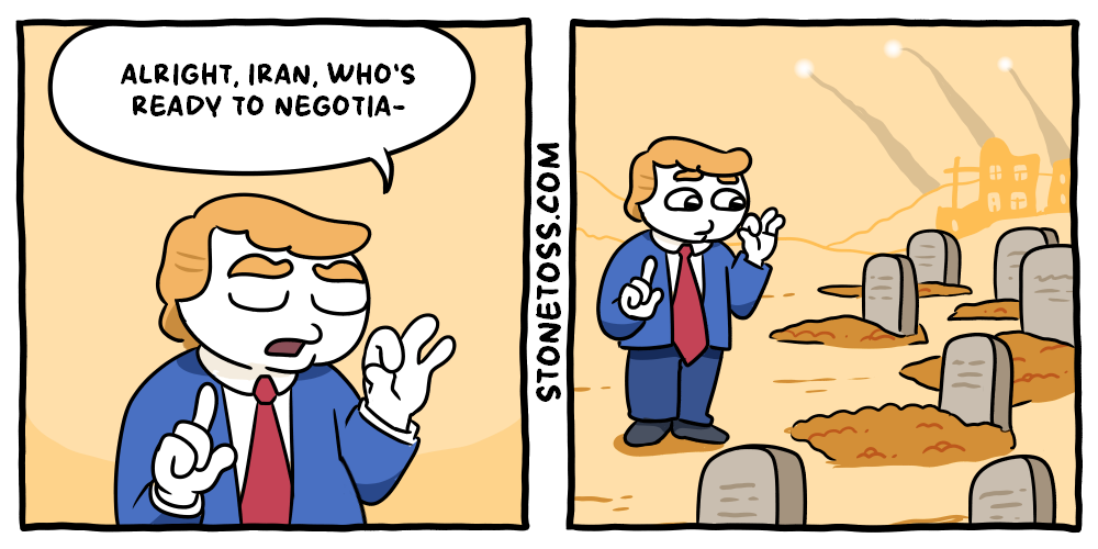 stonetoss comic about Iran war