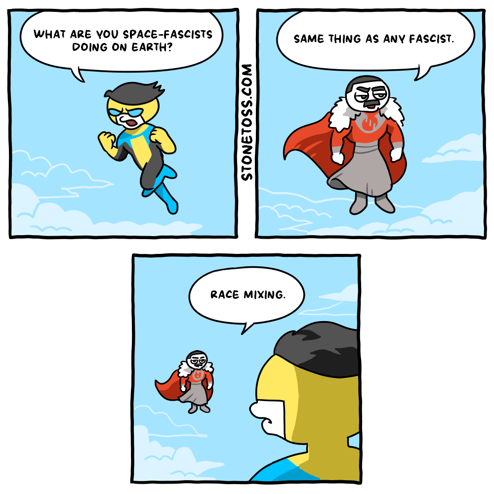 Stonetoss comic about Invincible and race mixing
