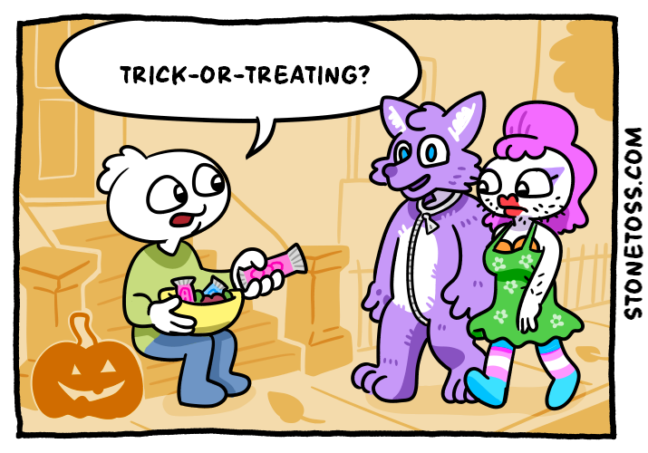 stonetoss comic about trick or treating